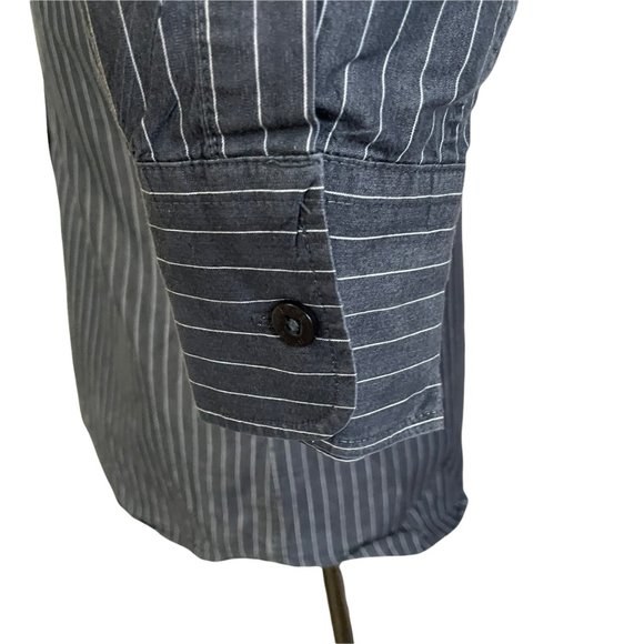 BKE Buckle | Men's Black Striped White Long Sleeve Button Front Shirt Medium - Picture 6 of 9